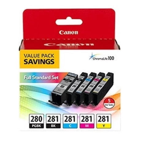 Canon PGI-280/CLI-281 5 Color Value Pack Genuine Ink Cartridge Set (PGI-280/281) (w/o manufacturer warranty)