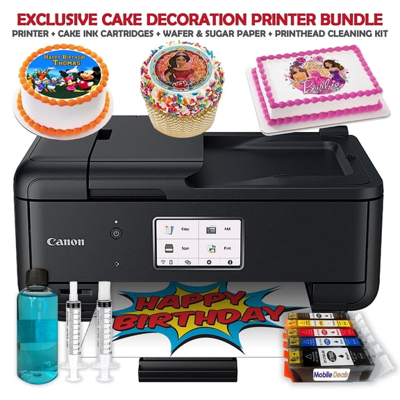 Ediblethingz PIXMA Cake Image Printer, Edible Ink Cartridges, Wafer & Sugar Sheets Bundle