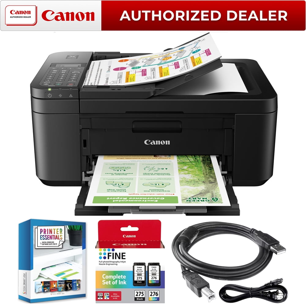 Canon PIXMA TR4720 All-in-One Wireless Printer with Auto Document Feeder, Mobile Printing, Copy, Fax and Scanner Black 5074C002 Bundle with DGE USB Connection Cable + Small Business Software Kit