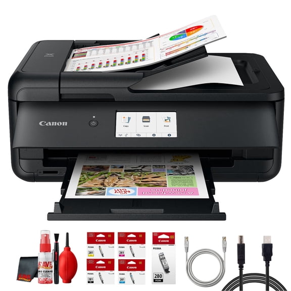 Canon PIXMA TS9520a Wireless All-in-One Printer, Black Bundle (International Model)