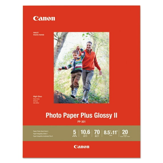 Canon Photo Paper Plus Glossy Ii, 8.5 X 11, Glossy White, 20/Pack 1432C003