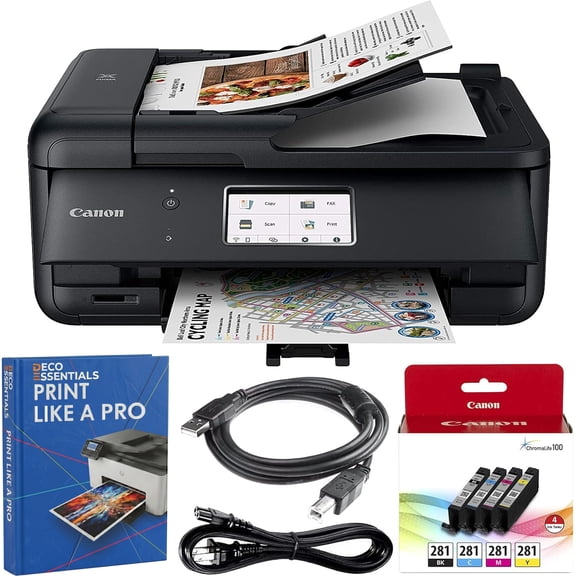 Canon Pixma TR8620a Wireless All-In-One Printer For Home Office w/ Copy, Scanner, Fax, Mobile Print Photo Printing Bundle with DGE USB Cable + Small Business Software Kit | Official Canon Partner