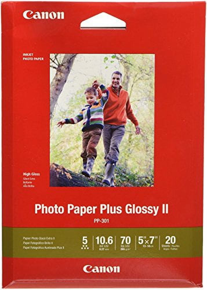 Canon Plus Glossy II Acid-Free Inkjet/Laser Photo Paper, 5" x 7", 20 Sheets