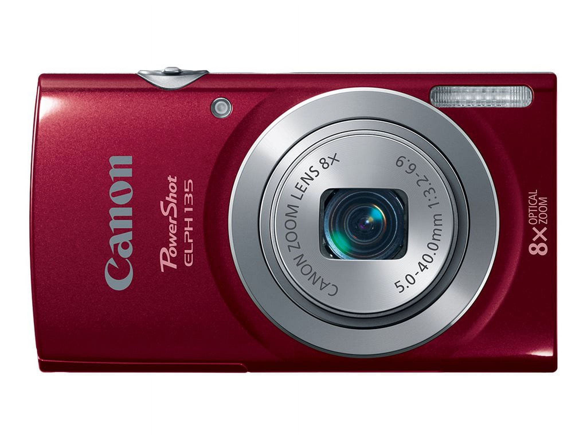 Canon PowerShot ELPH 135 - Digital camera - compact - 16.0 MP - 720p - 8x optical zoom - red - image 1 of 3