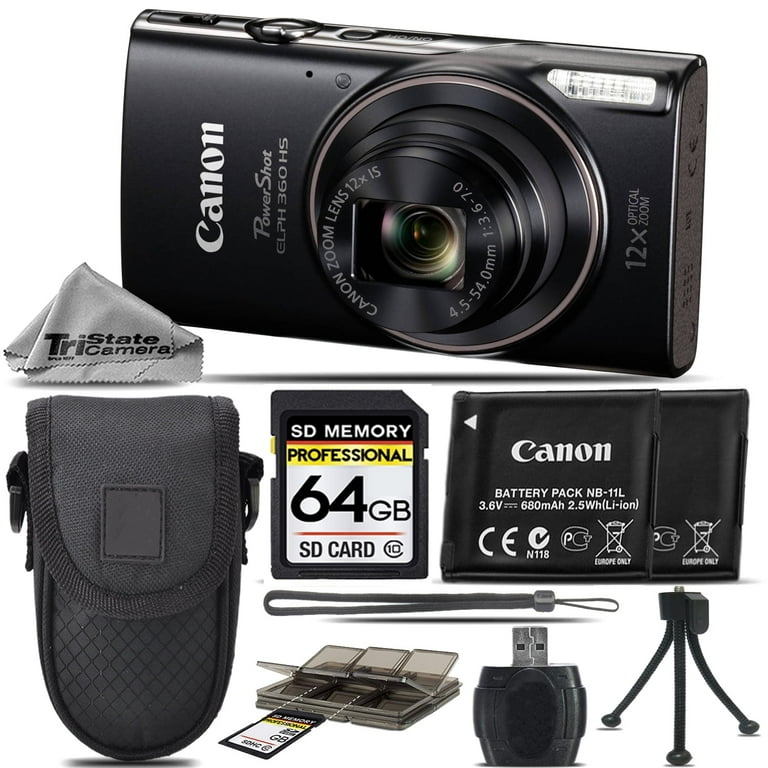 Canon PowerShot ELPH 360 HS Digital Camera, Black, 64GB Kit Canon PowerShot ELPH 360 HS Digital Camera, Black, 64GB Kit