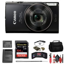 Canon PowerShot ELPH 360 HS Digital Camera (Black) (1075C001) + 64GB Memory Card + Case + Card Reader + Flex Tripod + Memory Wallet + Cap Keeper + Cleaning Kit