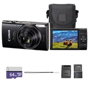 Canon PowerShot ELPH 360 HS A Digital Camera Black | 20.2MP, 1/2.3", DIGIC 4+, Full HD 1080p, Wi-Fi & NFC | Bundle with Extra Battery, 64GB Memory