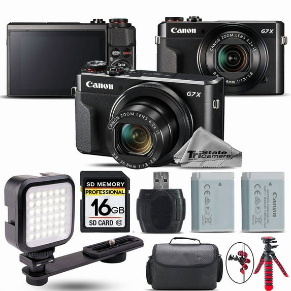 Canon PowerShot G7 X Digital 20.1MP DIGIC 7 Camera + EXT BAT + LED - 16GB Kit (International Version)