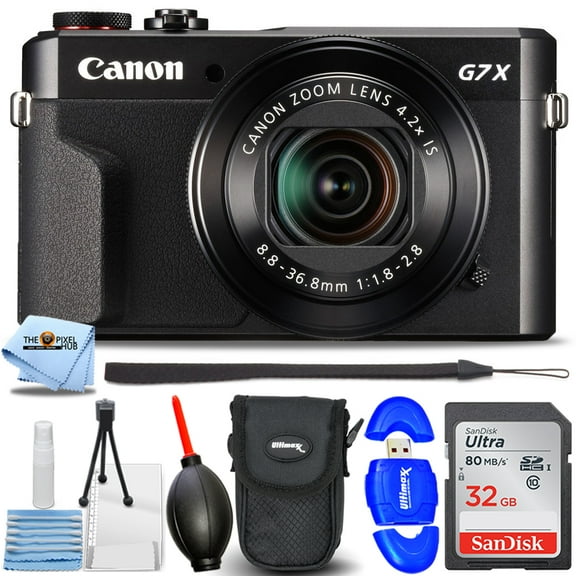 Canon PowerShot G7 X Mark II Digital Camera 1066C001 - Essential Bundle Includes: Sandisk Ultra 32GB SD, Memory Card Reader, Gadget Bag, Blower, Microfiber Cloth and Cleaning Kit