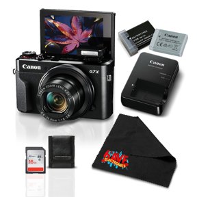 Canon PowerShot G7 X Mark II Digital Camera 1066C001 + NB-13L Replacement Lithium Ion Battery + 16GB SDHC Class 10 Memory Card + Memory Card Wallet + MicroFiber Cloth Bundle (International Version)