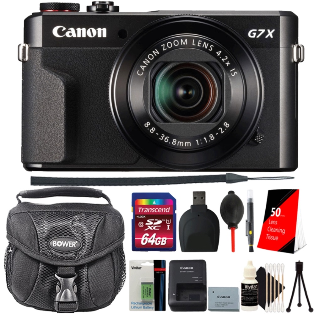 Canon PowerShot G7 X Mark II Digital Camera Black with Extra Battery + 64GB Card - image 1 of 10
