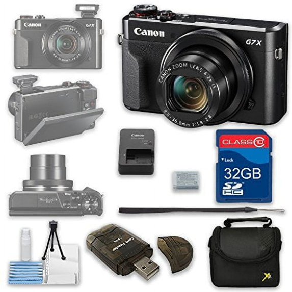 Canon PowerShot G7 X Mark II Digital Camera Wi-Fi Enabled + 32GB High Speed SD Card + Camera Case + Card Reader + Cleaning Kit