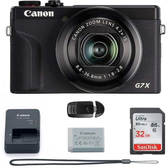 Canon PowerShot G7 X Mark III 20.1-Megapixel Digital Camera - Black - Basic Accessories Bundle (32GB)
