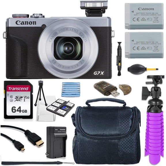 Canon PowerShot G7 X Mark III 20.2MP Digital Camera (Silver) with 4k Video, 64GB SD Card and More (International Version)
