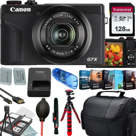 Canon PowerShot G7 X Mark III Digital Camera (Black)+128GB Transcend Memory Card+Camera Shoulder Bag+12 inch Flexible Spider Tripod+Deluxe Accessory Bundle