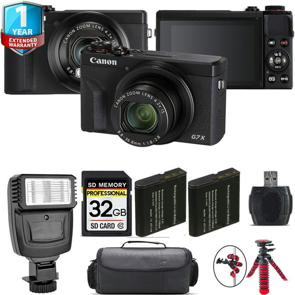 Canon PowerShot G7 X Mark III Digital Camera (Black) + Extra Battery + 1 Yr Warranty + 32GB (International Version)