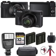 Canon PowerShot G7 X Mark III Digital Camera Black + Extra Battery + Flash - 32GB Kit International Version