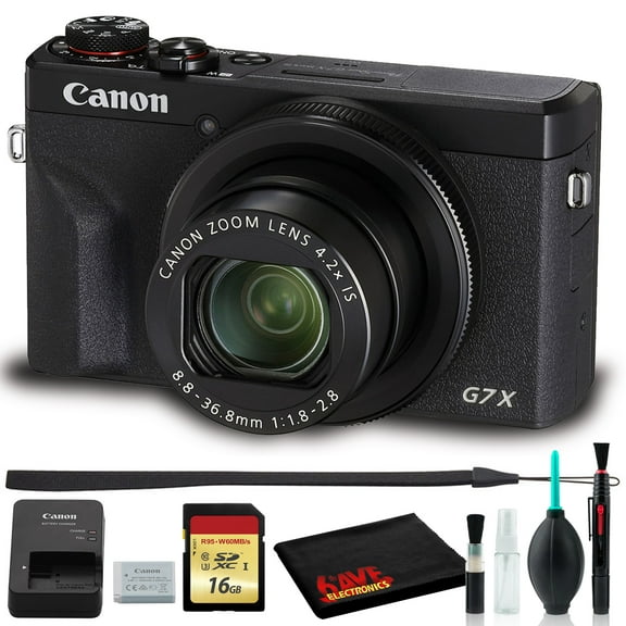 Canon PowerShot G7 X Mark III Digital Camera (Black) Bundle with 16GB SD Card and 6Ave Deluxe Cleaning Kit (International Version)