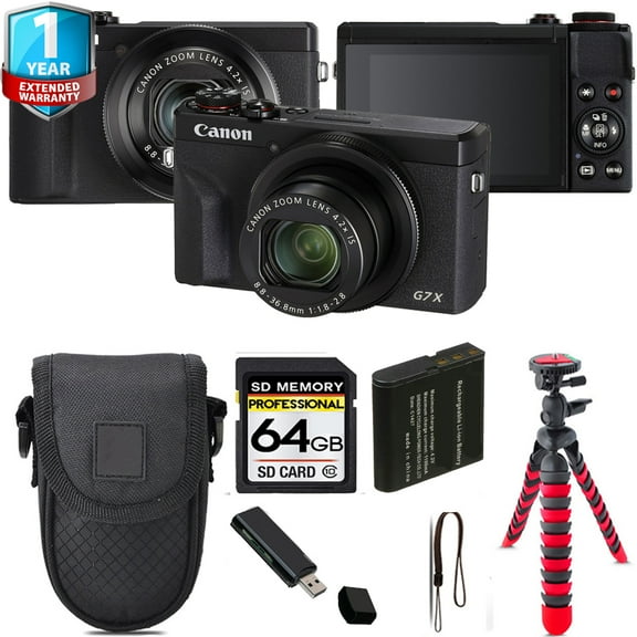 Canon PowerShot G7 X Mark III Digital Camera (Black) + Tripod + 1 Yr Warranty - 64GB Kit
