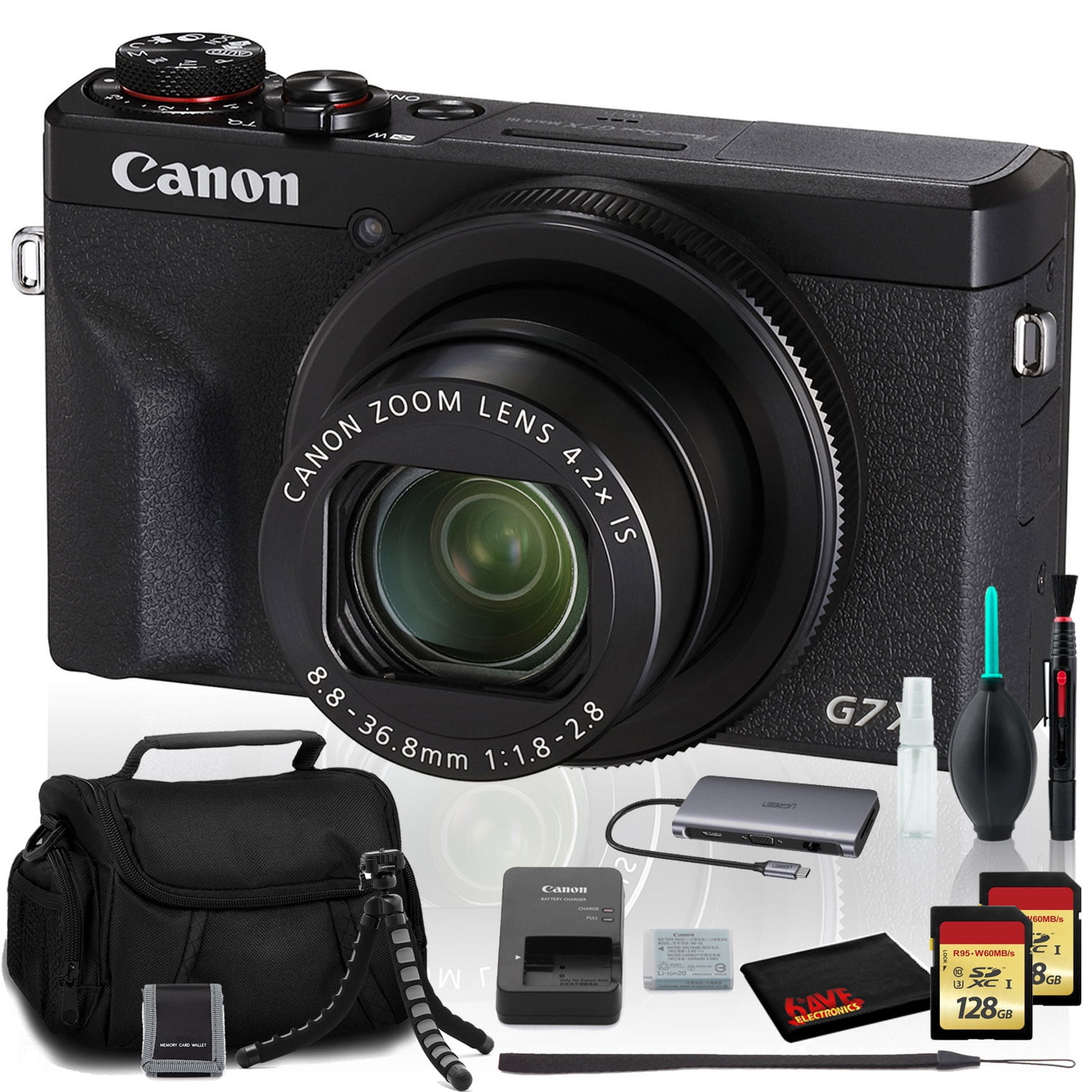 Canon PowerShot G7 X Mark III Digital Camera (Intl Model) with Two 128GB SD Canon PowerShot G7 X Mark III Digital Camera (Intl Model) with Two 128GB SD