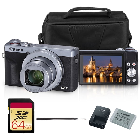 Canon PowerShot G7 X Mark III Digital Camera (Silver) 20.1MP 1-Inch Sensor, 4.2x Optical Zoom, 4K UHD Video, Wi-Fi & Bluetooth | Vlogging & Travel Camera with Bag and 64GB Card