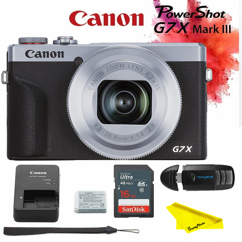Canon PowerShot G7 X Mark III Digital Camera (Silver) +Buzz-Photo Kit - image 1 of 8
