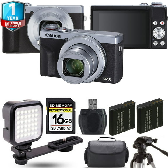 Canon PowerShot G7 X Mark III Digital Camera (Silver) + Extra Battery + 1 Yr Warranty - 16GB Kit