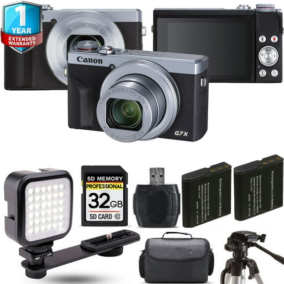 Canon PowerShot G7 X Mark III Digital Camera (Silver) + Extra Battery + LED +1 Yr Warranty (International Version)