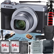 Canon PowerShot G7 X Mark III Digital Camera Silver with 2 Pieces 64GB Memory Card + Case + Tripod + ZeeTech Professional Bundle International Version