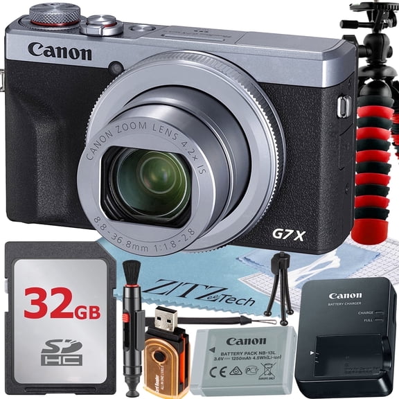 Canon PowerShot G7 X Mark III Digital Camera (Silver) with 4.2x Optical Zoom Lens + 32GB Memory Card + Tripod + ZeeTech Basic Bundle (International Version)