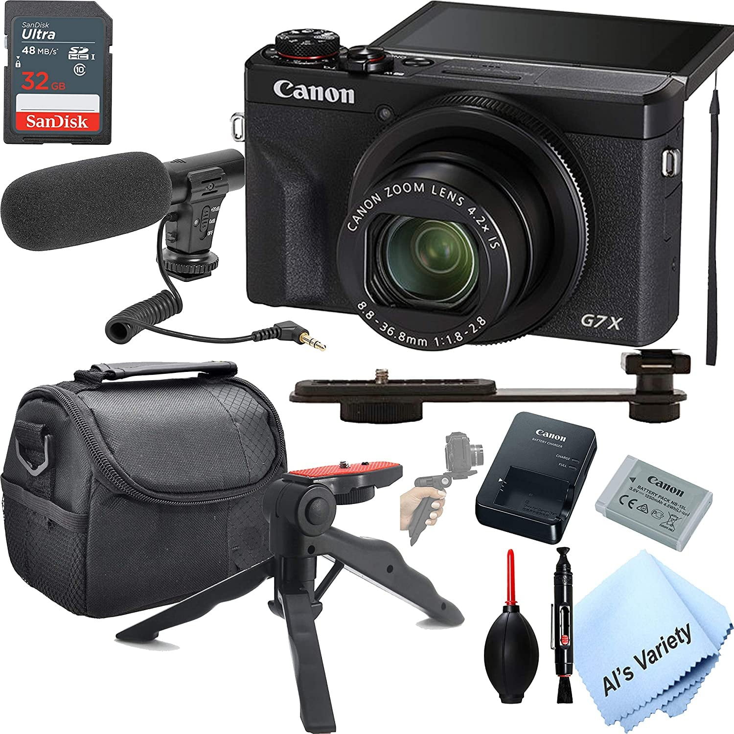 Canon PowerShot G7 X Mark III Digital Camera Video Kit,Shot Gun Microphone32GB SD Card, Case, Tripod, and More 12pc Bundle