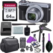 Canon PowerShot G7 x Mark III Silver Digital Camera Bundle with Grip, 64GB SD, Case - International Version