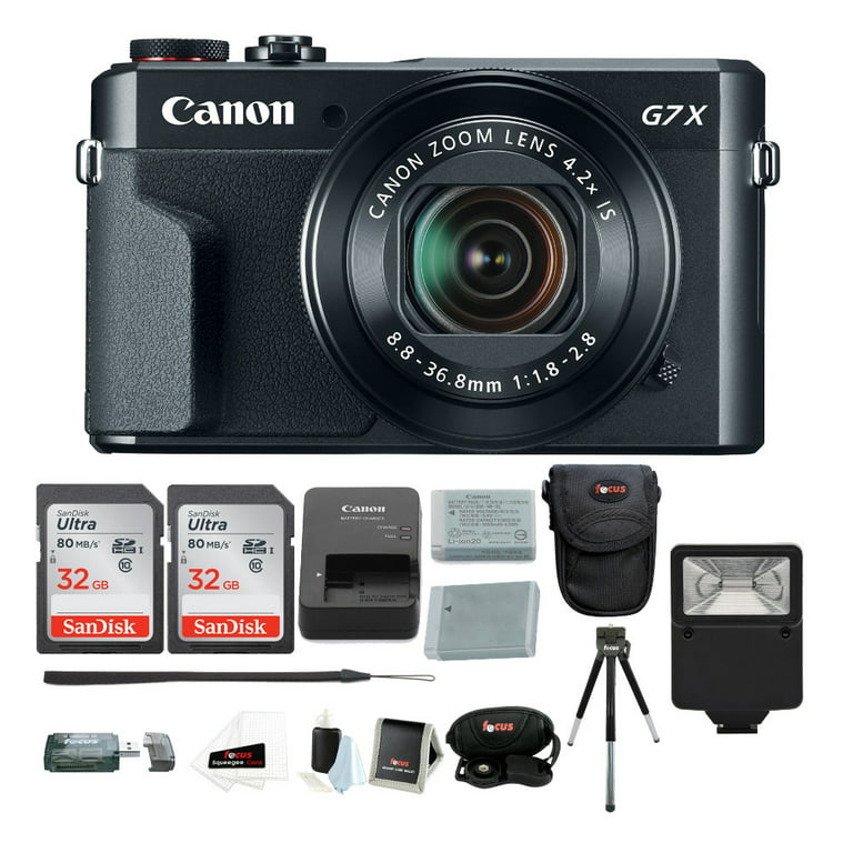 Canon PowerShot G7X Mark II Camera with Digital Slave Flash and