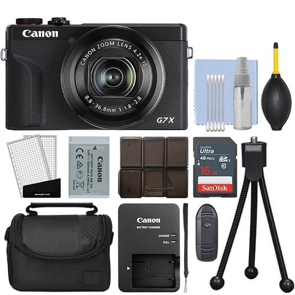 Canon PowerShot G7X Mark III 20.2MP 4K Digital Camera 4.2x Zoom Black + 16GB Kit - International Version