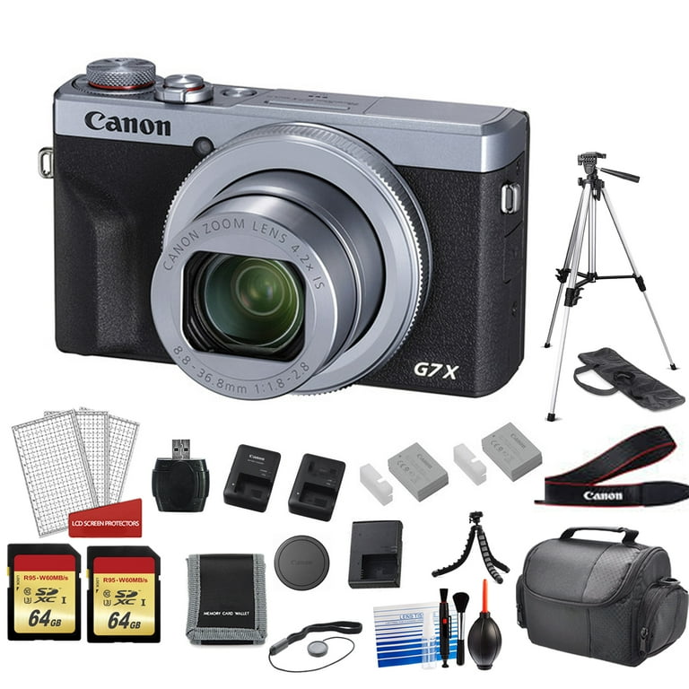 Canon PowerShot G7X Mark III Digital Camera (Silver) with 128GB SD