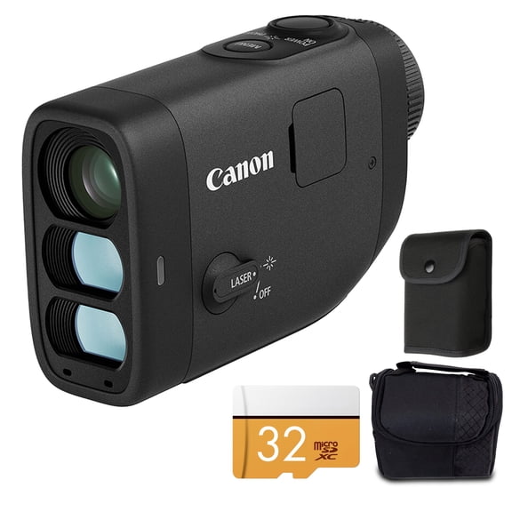 Canon PowerShot GOLF Digital Laser Rangefinder Bundle with 32GB Memory Card and Protective Case, Compact Golf Distance Measurement Device (International Model)