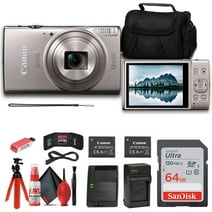 Canon PowerShot IXUS 285 HS 12X Optical Zoom Digital Camera (Silver) (1079C001) + NB11L Battery + 64GB Memory Card + Case + Charger + Card Reader + Flex Tripod + Cleaning Kit + Memory  Wallet