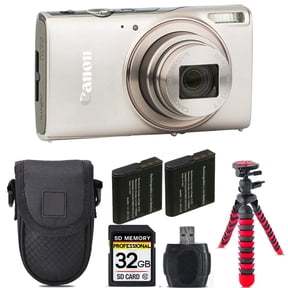 Canon PowerShot IXUS 285 HS Digital Camera (Silver) + Extra Battery +Tripod + Case -32GB Kit (International Version)
