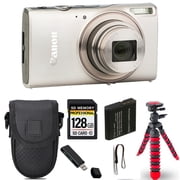 Canon PowerShot IXUS 285 HS Digital Camera Silver+ Spider Tripod + Case - 128GB Kit International Version