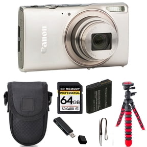 Canon PowerShot IXUS 285 HS Digital Camera (Silver) + Tripod + Case - 64GB Kit (International Version)