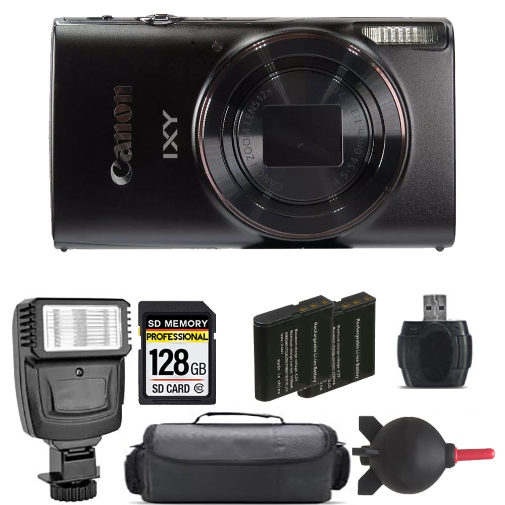 Canon PowerShot IXY 650 Digital Camera (Black) + Extra Battery + Flash+ ...