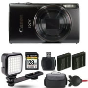 Canon PowerShot IXY 650 Digital Camera Black + Extra Battery + LED - 128GB Kit International Version