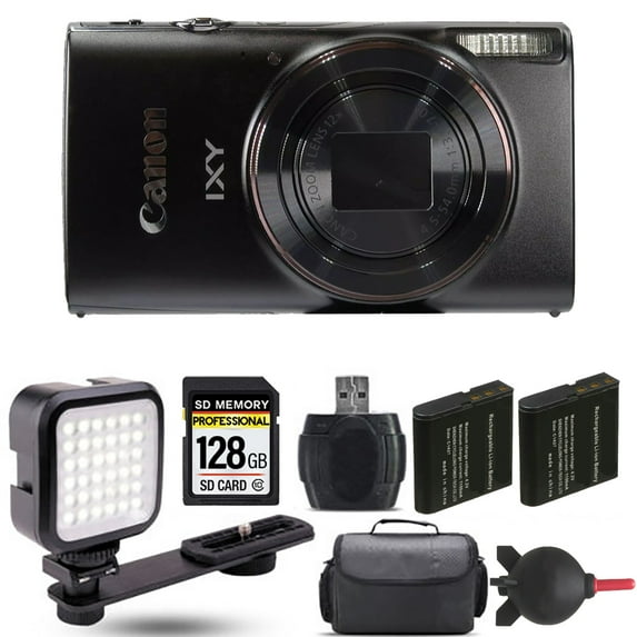 Canon PowerShot IXY 650 Digital Camera (Black) + Extra Battery + LED - 128GB Kit (International Version)