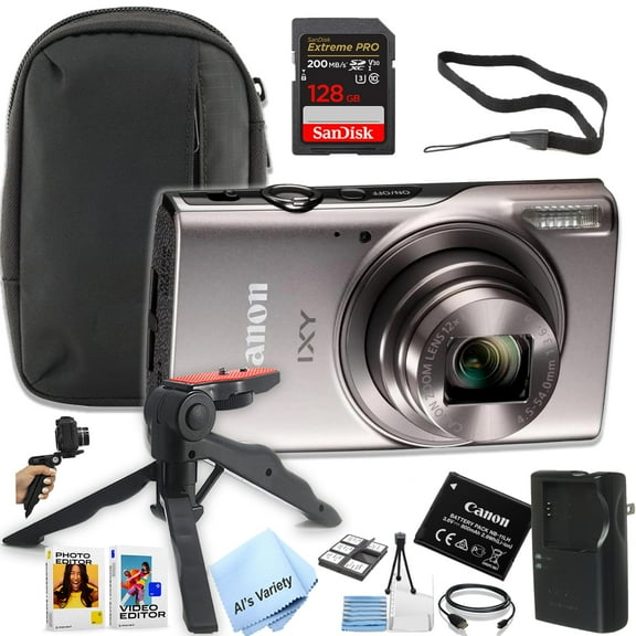 Canon PowerShot IXY 650 (ELPH 360) HS Digital Camera, Silver, Essential Bundle (International Version)