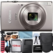 Canon PowerShot IXY 650 ELPH 360 HS Digital Camera Silver with 12x Optical Zoom Lens + 128GB Memory Card + Case + ZeeTech Advanced Bundle International Version