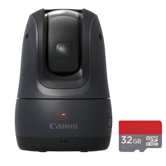 Canon PowerShot PICK PTZ Camera (Black) Bundle | AI-Powered Auto-Tracking Camera with Face Detection, Pan/Tilt Control & Hands-Free Operation | For Vlogging & Home Recording (4828C013) + 32GB Card