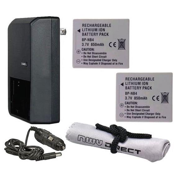 Canon PowerShot SD780 IS High Capacity Batteries (2 Units) + AC/DC Travel Charger + Nwv Direct Microfiber Cleaning Cloth.