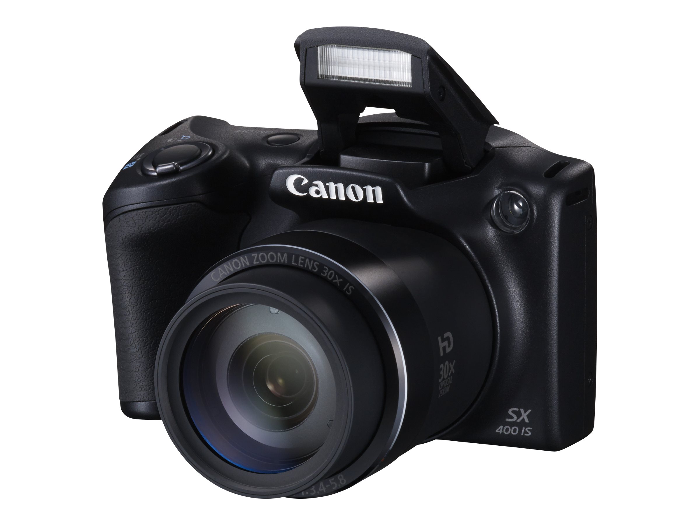 Canon PowerShot SX400 IS - Digital camera - compact - 16.0 MP - 720p - 30x optical zoom - black - image 1 of 9