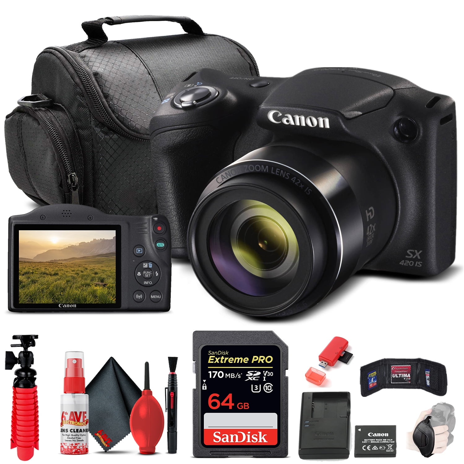 Canon PowerShot SX420 IS Digital Camera (1068C001) + 64GB