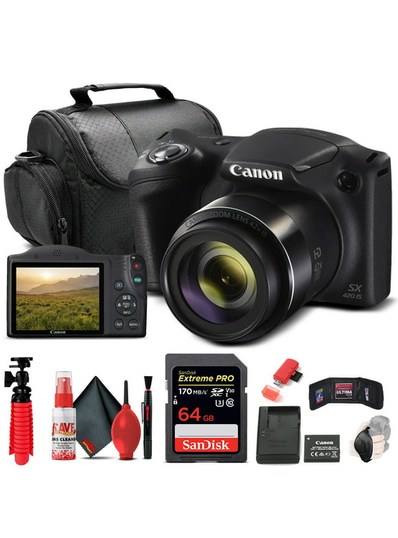 Canon PowerShot SX420 IS Digital Camera (1068C001) + 64GB Card + More